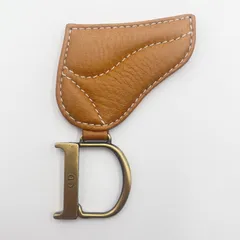 Christian Dior（クリスチャンディオール）サドルモチーフ キーホルダー キーリング レザー ブラウン CDロゴ ゴールド金具 イタリア製 レディース【中古】
