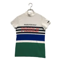 中古 レディース パーリーゲイツ PEARLY GATES 半袖シャツ 0(S) 白×青×緑 ホワイト×ブルー×グリーン ボーダー モックネック