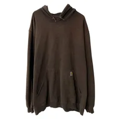 メキシコ製 Carhartt ロゴスウェット パーカー 3XL ブラウン カーハート プルオーバー ビックサイズ ロング丈 フーディー 秋物 a804-5234