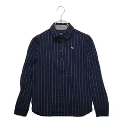 中古 レディース キャロウェイ Callaway 長袖ポロシャツ S 紺 ネイビー ストライプ