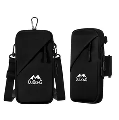 スマホショルダー ポーチ アームバンド ウェスト 3way 多機能 軽量 撥水 手ぶら ジョギング ウォーキング ブラック 黒