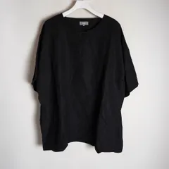 美品 SHIPS シップス リネン混 プルオーバー 半袖 カットソー Tシャツ 111-52-0175 黒 L ●★4
