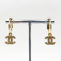 CHANEL（シャネル）ココマーク ピアス フープピアス ラインストーン ゴールドカラー レディース【中古】