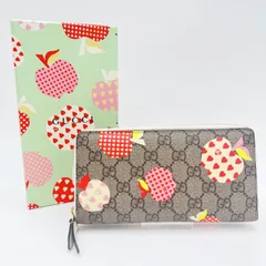 GUCCI（グッチ）レ ポム GGスプリーム ジップアラウンドウォレット 長財布 フルーツプリント ベージュ PVC ゴールド金具 663924・0416【中古】