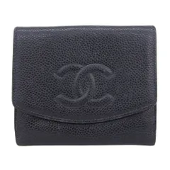 【本物保証】 シャネル CHANEL ココマーク Wホック折財布 A13496 シール付 6番台 財布 キャビアスキン ブラック ロゴ ヴィンテージ