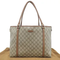 【本物保証】 布袋付 グッチ GUCCI GGスプリーム ショルダーバッグ 197953 002058 ハンドバッグ トートバッグ ロゴ ベージュ系×ブラウン