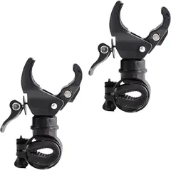 Alpha Depot 自転車 ライトホルダー U字ロック 空気入れ 固定 ブラケット x 2個セット (ブラック)のサムネイル