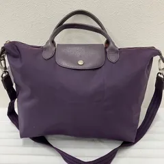 419　LONGCHAMP　ロンシャン　ハンドバッグ　 2way　ショルダーバッグ　ルプリアージュネオ　 パープル系　紫　ナイロン　レザー　廃盤　 レディース