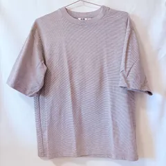 UNIQLO U AIRism エアリズムコットンオーバーサイズT ボーダー 5分袖 M ベージュ