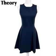 theory フィット＆フレア ノースリーブワンピース 0 無地　ネイビー