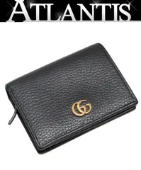 GUCCI グッチ GGマーモント 二つ折り コンパクト財布 レザー 黒 456126 534563 【74265】