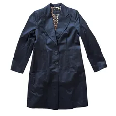  BANANA REPUBLIC バナナリパブリックトレンチコート L PETITE ブラック レオパード裏地 レディースL【ZK100】