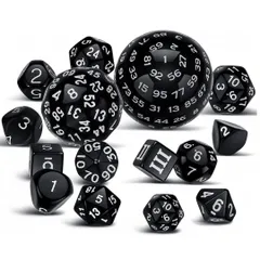 【在庫セール】ダイスセット ブラック 100面 多面体 24面 20面 dice 12面 10面 100面ダイス 8面 6面 セット 4面 チンチロ サイコロ さいころ ホワイト数字入り ダイス テーブルゲーム用 Nomadra