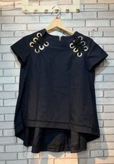 サカイ ハトメ 編み上げ Tシャツ 18-03647 レディース ネイビー Sacai 【中古】 【アパレル・小物】 sacai - サカイ ハトメ 編み上げ Tシャツ 18-03647 レディース