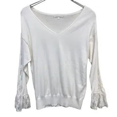 プロポーション 女性ニット 長袖 白Vネック 3 【M208】