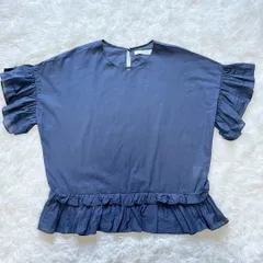 URBAN RESEARCH 半袖ブラウス 袖フリル シンプル ブルー