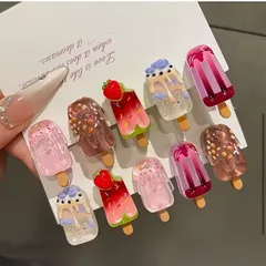 No.240 【10個set】アイスキャンディ ヘアクリップ 前髪クリップ 髪飾り スイーツデコ／韓国風アクセサリー
