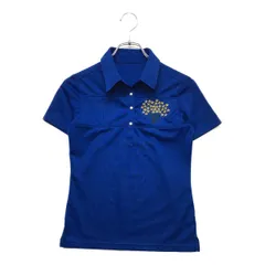 中古 レディース キャロウェイ Callaway 半袖ポロシャツ S 青 ブルー 訳あり 刺しゅう ストライプ