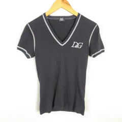 00s D&G Dolce & Gabbana BEACHWEAR ディーアンドジー ドルチェアンドガッバーナ Vネック Tシャツ ロゴ刺繍 ブラック レディース 古着 モード Y2Kのサムネイル