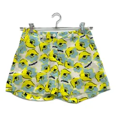 中古 レディース アンパスィ and per se ショートパンツ M 白×黄×水色 花柄 シアサッカー