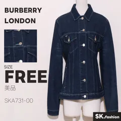 美品 BURBERRY LONDON アウター 無地 デニム素材 前ボタン留め フラップポケット付き ショート丈 ジャケットのサムネイル