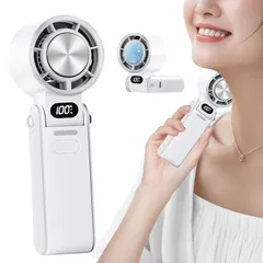 ハンディ扇風機 Type-C急速充電 長時間稼働 手持ち扇風機 クーラー機能 ニファン 冷感 熱中症対策 携帯扇風機 USB充電式 首掛けストラップ付き 冷却プレート搭載 カラビナ付き ホワイト花火大会・通勤・オフィスに ハンディファン 贈答(しろ)