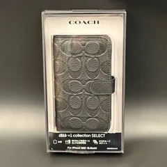 【未使用品】COACH コーチ iphone13mini 用ケース 手帳タイプ カバー シグネチャー 黒 ブラックcoach 330-74