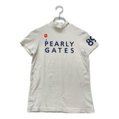 美品】PEARLYGATES 半袖モックネックシャツ ゴルフウェア 白青 2