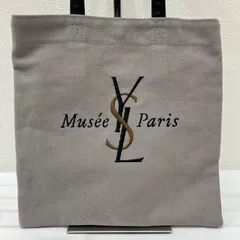 1444　YSL Musee Paris　トートバッグ　イブサンローラン展　イヴ・サンローラン展　展示会　ハンドバッグ　小さめ　グレー　ブラック　キャンバス　レディース　シンプル　きれいめ　上品　展示会限定