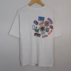 VISION STREET WEAR ヴィジョンストリートウェア Tシャツ 総柄 バックプリント ホワイト LLサイズ メンズ 古着 ストリート スポーツMIX