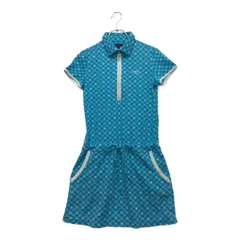 中古 レディース キャロウェイ Callaway ワンピース M 水色 ライトブルー ハーフジップ 裏地付  チェック