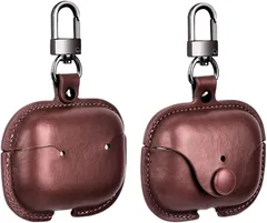 【特価セール】Pro Pro Pro AirPods AirPods AirPods カラビナ付きカバー(Series 紛失防止 軽量小型 防水防塵 衝撃吸 ワイヤレス充電に対応 1/2ダークブラウン) フロントLEDライトが隠れない 全面保護 PUレザー ケ