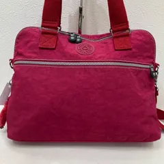1532　KIPLING キプリング　2way　ショルダーバッグ　トートバッグ　ハンドバッグ　チャーム付き　モンキー　ゴリラ　濃いピンク　レディース　ナイロン　ポケット多数　シンプル　カジュアル