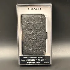【未使用品】COACH コーチ iphone13mini 用ケース 手帳タイプ カバー シグネチャー 黒 ブラックcoach 330-78