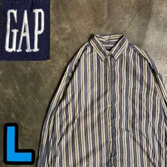 T8039 OLD GAP ボタンシャツ　ストライプ　アメカジ　古着