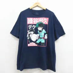XL/古着 半袖 Tシャツ メンズ アニメ 僕のヒーローアカデミア クルーネック 紺 26mar14