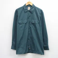 XL/古着 ディッキーズ 長袖 ワーク シャツ メンズ 緑系 26mar14