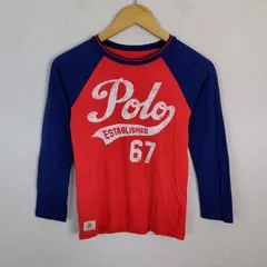 Polo Ralph Lauren ポロラルフローレン ロンT ロゴプリント ラグラン レッド Sサイズ 古着 ストリート アメカジ