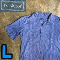 TropiCool 半袖開襟キューバシャツ 緑 M - メルカリ
