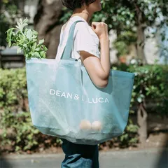 ディーン ＆ デルーカ DEAN & DELUCA メッシュ トートバッグ ショッピングバッグ エコバッグ ビーチバッグ　ブルー　Lサイズ