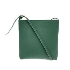ダークグリーン レザー ショルダーバッグ、財布、小銭入れ三点セット 