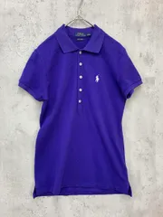 美品 POLO RALPH LAUREN ポロ ラルフローレン STRETCH MESH ロゴ刺 半袖 ポロシャツ sizeS(160/84A)/紫 ■■ レディース