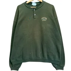 ​USA製 90s Lee ヘビーウェイト スウェット XL 緑 ヘンリーネック リー EQUESTRIAN SPORTS 刺繍ロゴ ヴィンテージ ゆるだぼ オーバーサイズ ビンテージ 厚手 アメリカ製 トレーナー オリーブ グリーン / MS494