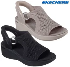 スケッチャーズ 188001 SKECHERS SLIP-INS PIER-LITE - PARK PATH ハンズフリー スリップインズ ウエッジサンダル 厚底 レディースサンダル 立ったまま履ける靴 手を使わず履ける靴 靴 BBK ブラック TPE トープ