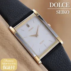 セイコー ドルチェ 8N40-5030 SEIKO レクタン アイボリー文字盤 ゴールド シルバー スクエア ヴィンテージ メンズ 25mm 1991年製 電池交換済 【６ヶ月保証】 CH384
