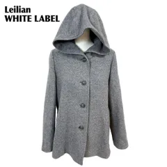 美品 Leilian ホワイトレーベル フード Aラインウールコート11 グレー