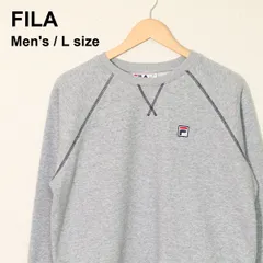 FILA フィラ ワンポイント ロゴ刺繍 ラグラン スウェット トレーナー L グレー 裏毛 クルーネック 古着