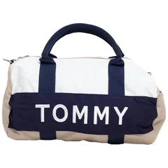 訳あり トミーフィルフィガー TOMMY HILFIGER ミニボストン バッグ 刺繍 ロゴ キャンバス ナイロン メンズ レディース ベージュ 紺 ラッピング不可 s099