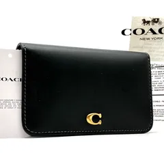 未使用保管品 COACH コーチ エッセンシャル ビジネス カード ケース 名刺入れ レザー 本革 ブラック 黒 ゴールド金具 Cロゴ カード入れ パスケース 定期入れ CR990 レディース メンズ プレゼント ギフト 贈り物 ビジネス 小物