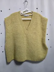 ZARA ザラ Vネック ニット BEST ベスト 黄色 L_8